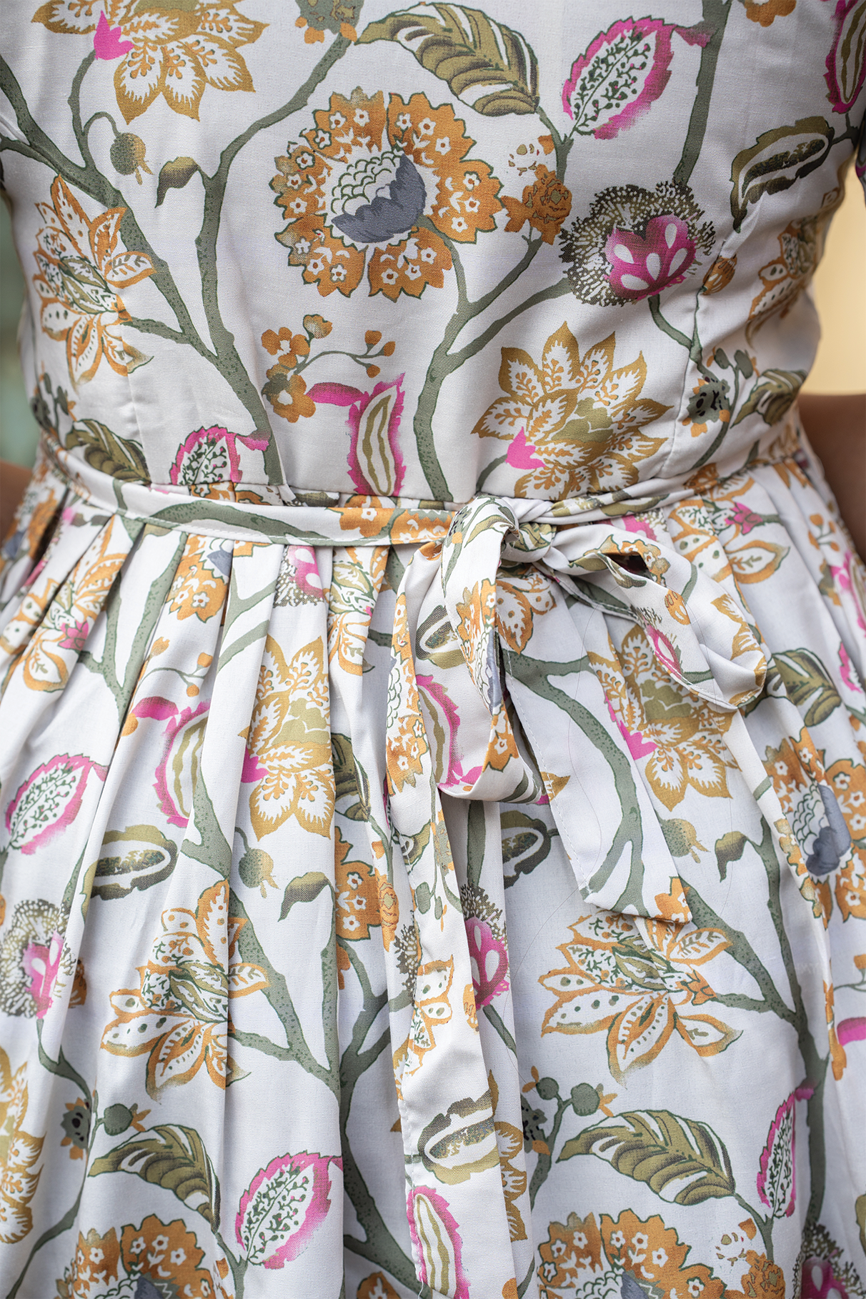 Zarika Beige floral printed Maternity and Feeding Cotton Blend Dress