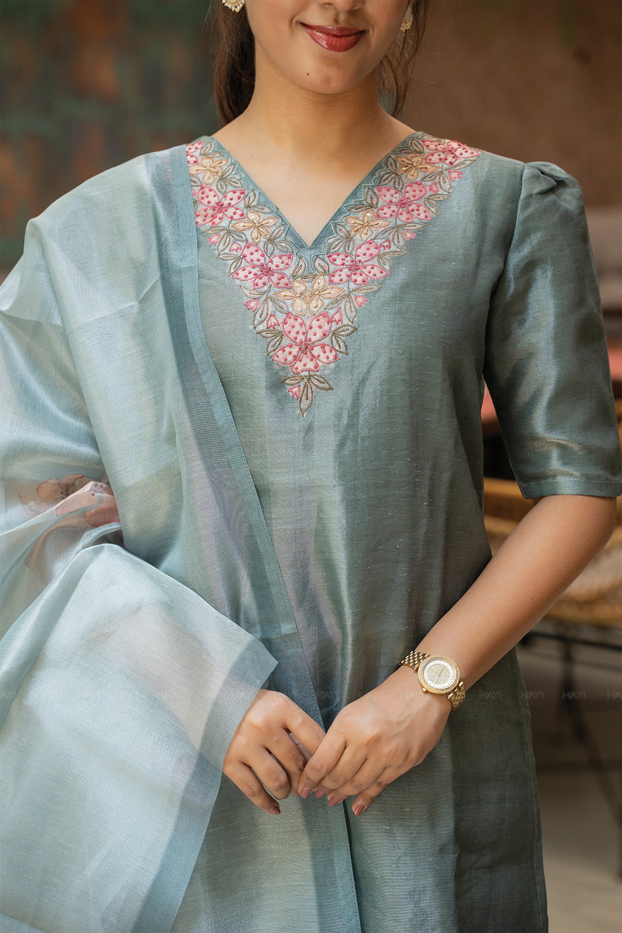 Primerose Green Organza Silk Kurta Set with Dupatta