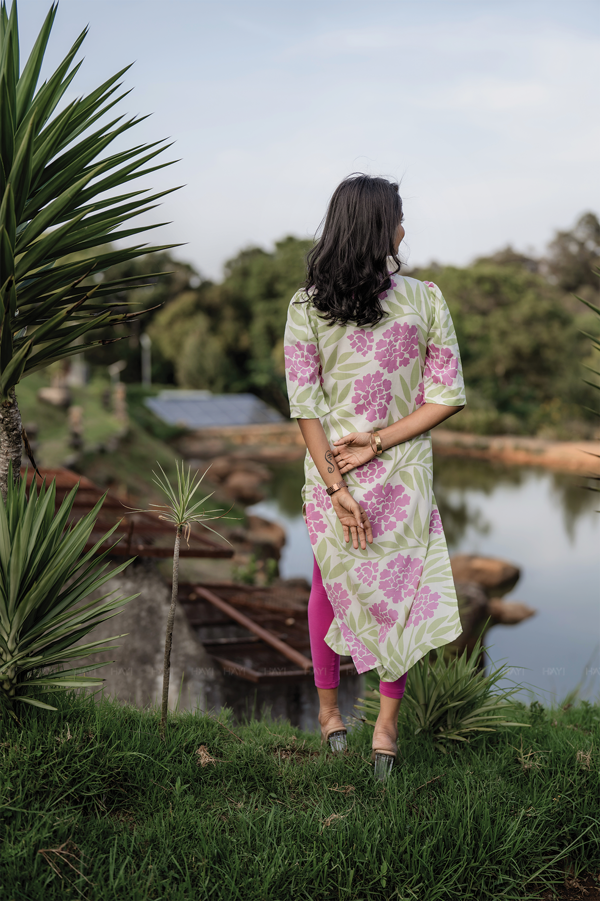 Bloomie Grace Beige Floral Printed Viscose Kurta
