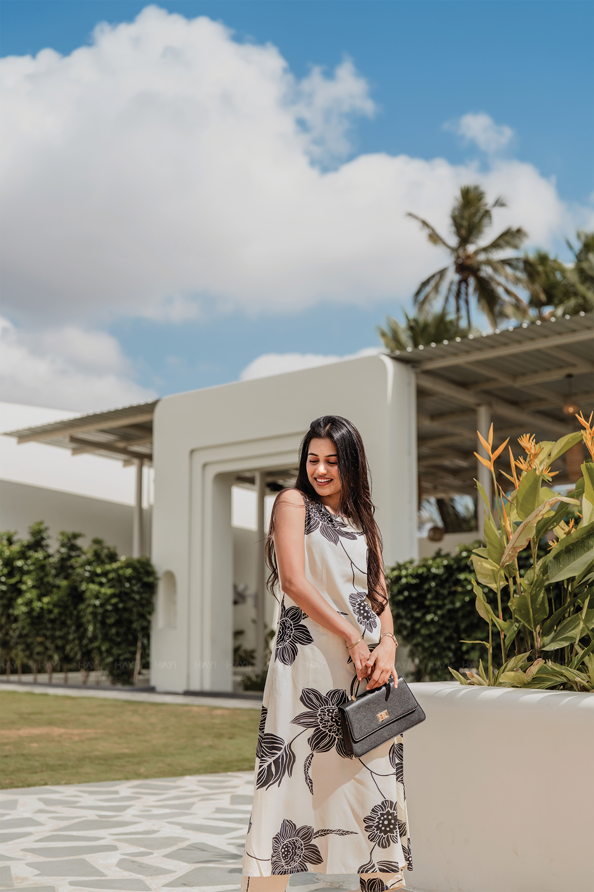 Mono Rose Gray Cotton Blend Co-ord with Close Neck and Attached 3/4th Sleeves