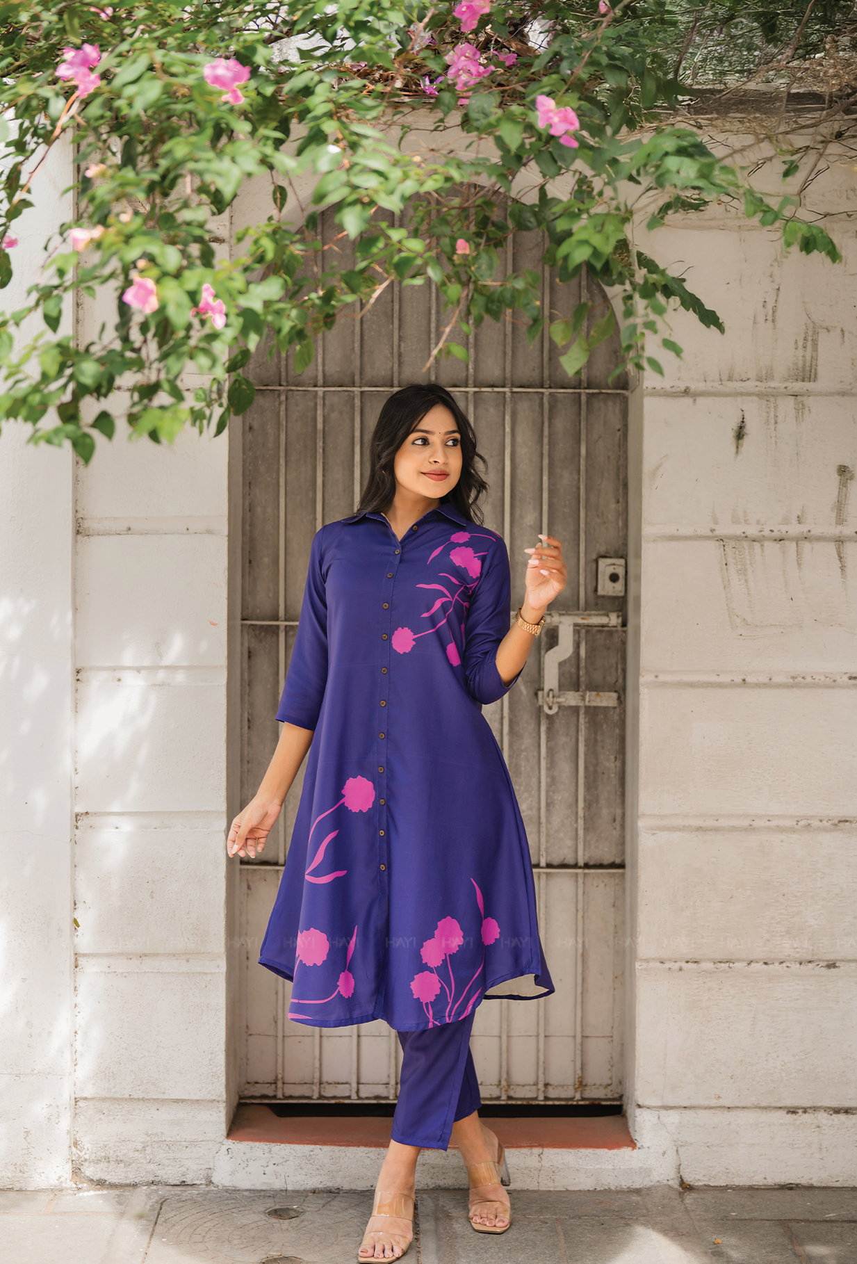 Purple Haze floral printed Linen Blend Co-ords