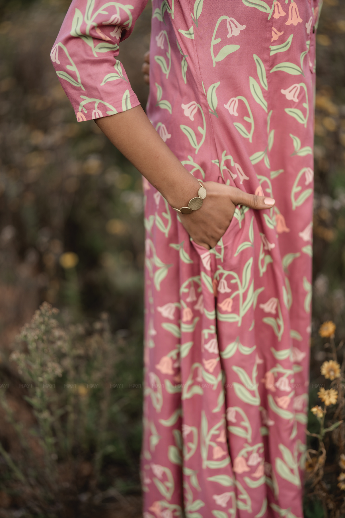 Dusk Meadow Pink Viscose A-line Kurti
