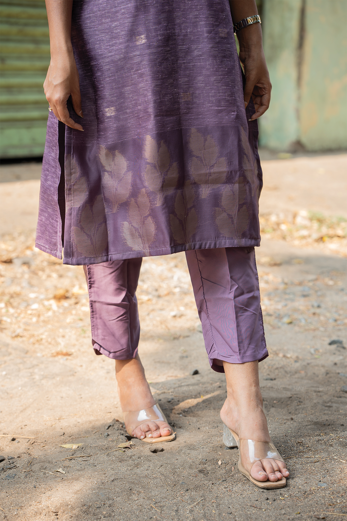 Petal Mist Jacquard 3 Piece Linen Kurta Set with Dupatta