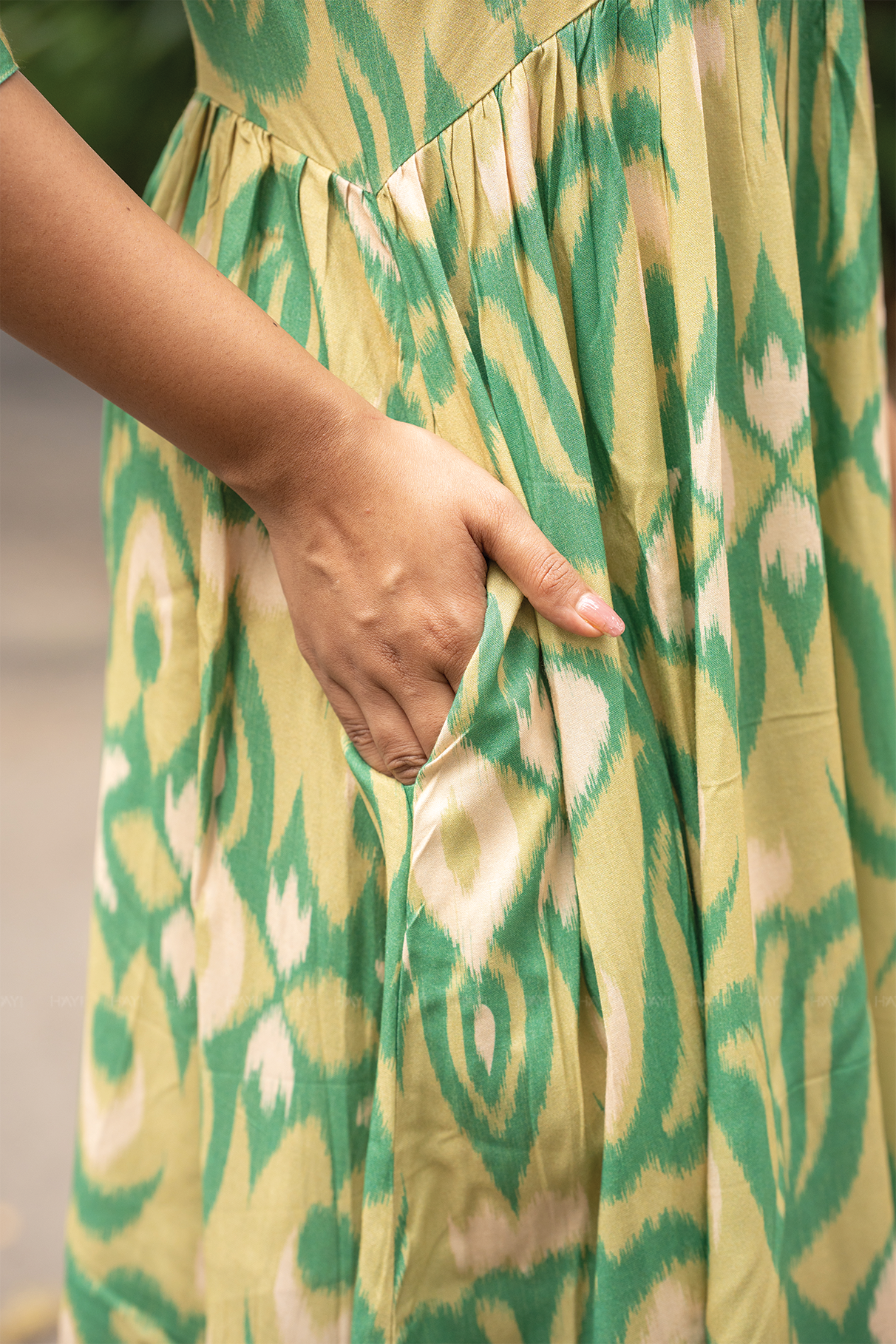 Sage Flow Green Printed Maternity and Feeding Viscose Dress