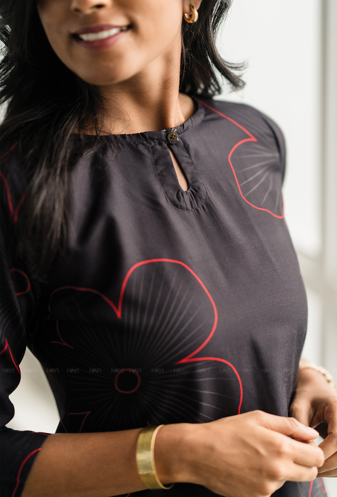 Tangle Black with Bloom N Dark floral printed Man-made Fibre Co Ords