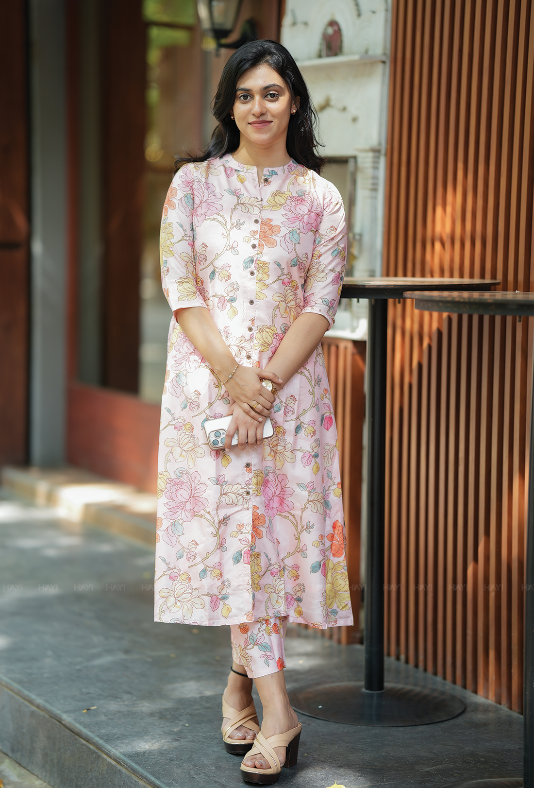 Light Orange with Cinnamon Touch Silk Blend Co ord set