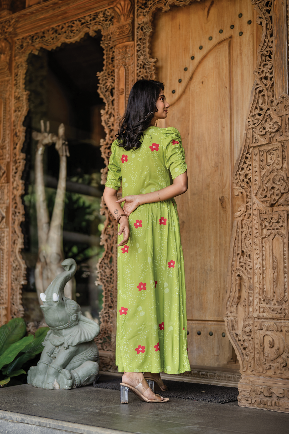 Green Meadow Viscose Printed Breeze Dress