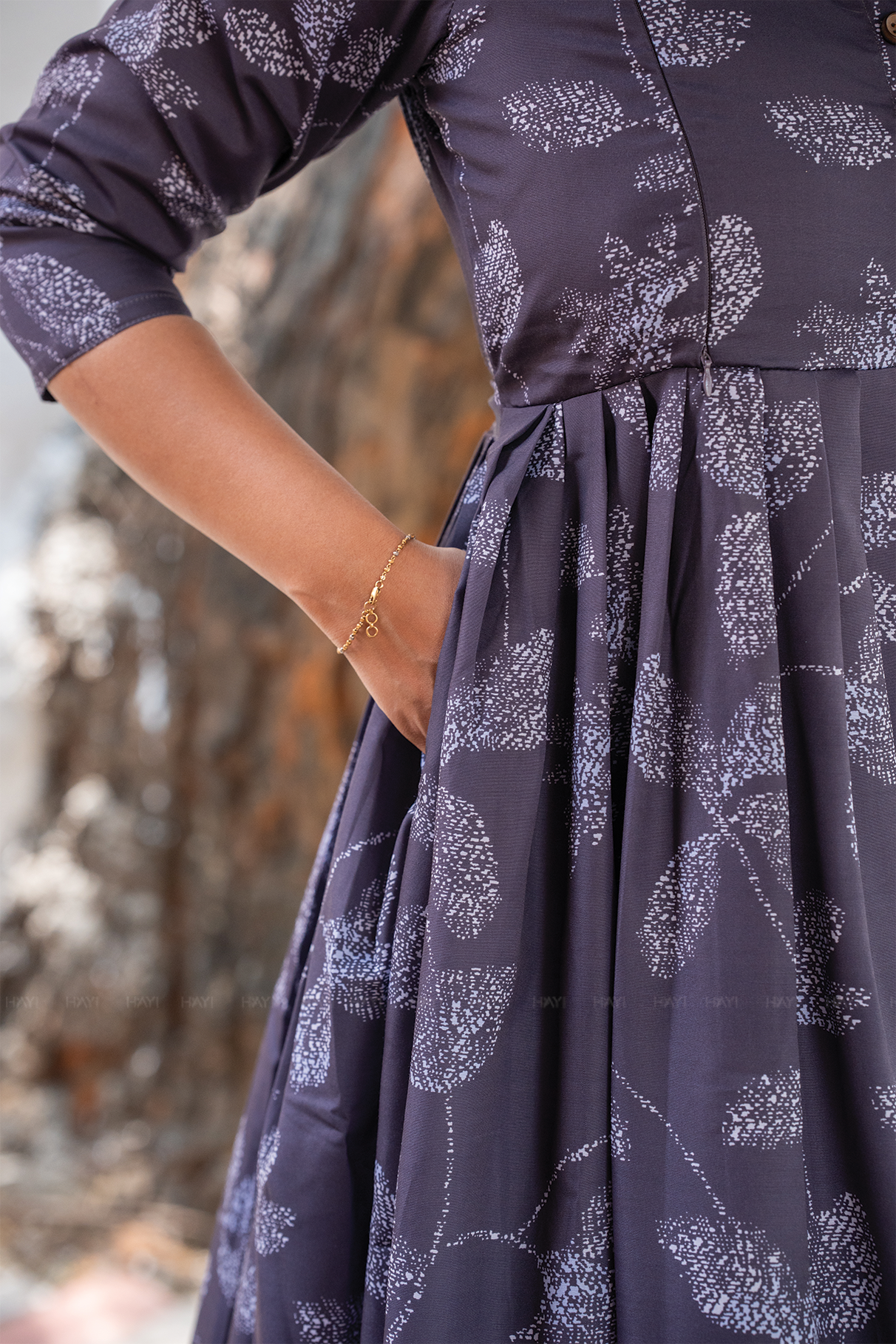 Muted Munlit Grey Printed Maternity and Feeding Maxi Wear