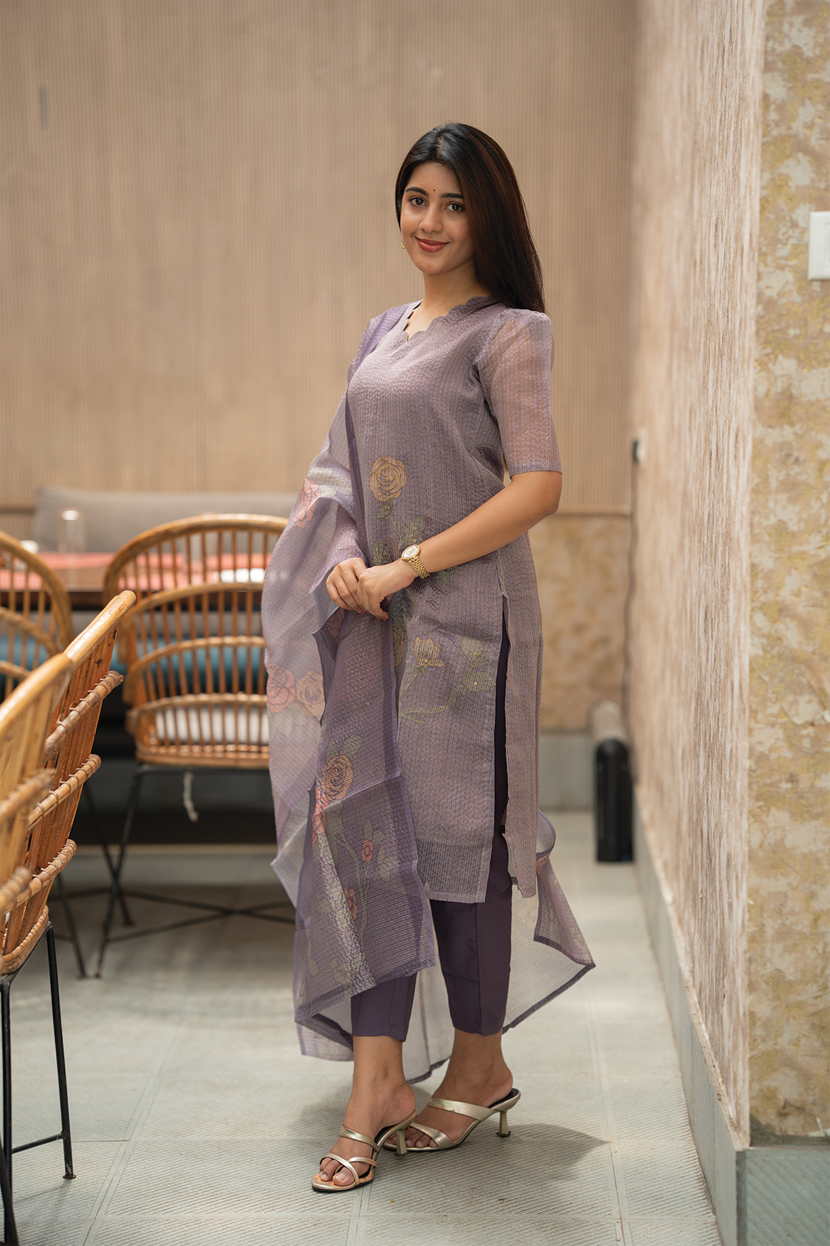 Purple Daze Lavender Crush Silk Kurta set with Dupatta