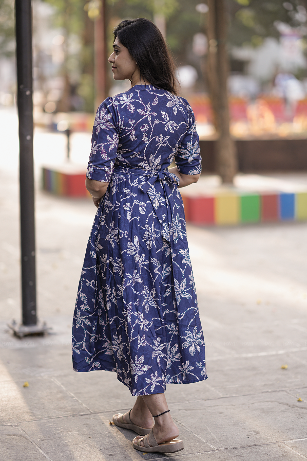 Orlina Grace Navy Printed Maternity and Feeding Maxi Outfit