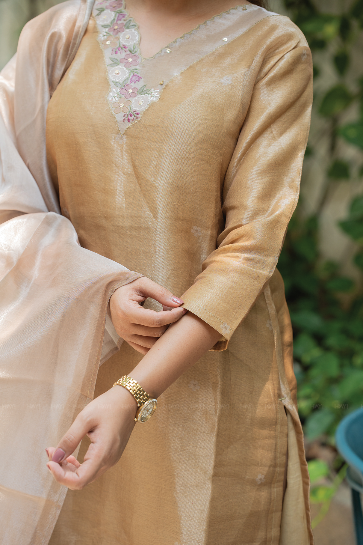 Rustic Yellow Organza Silk Kurta Set With Dupatta