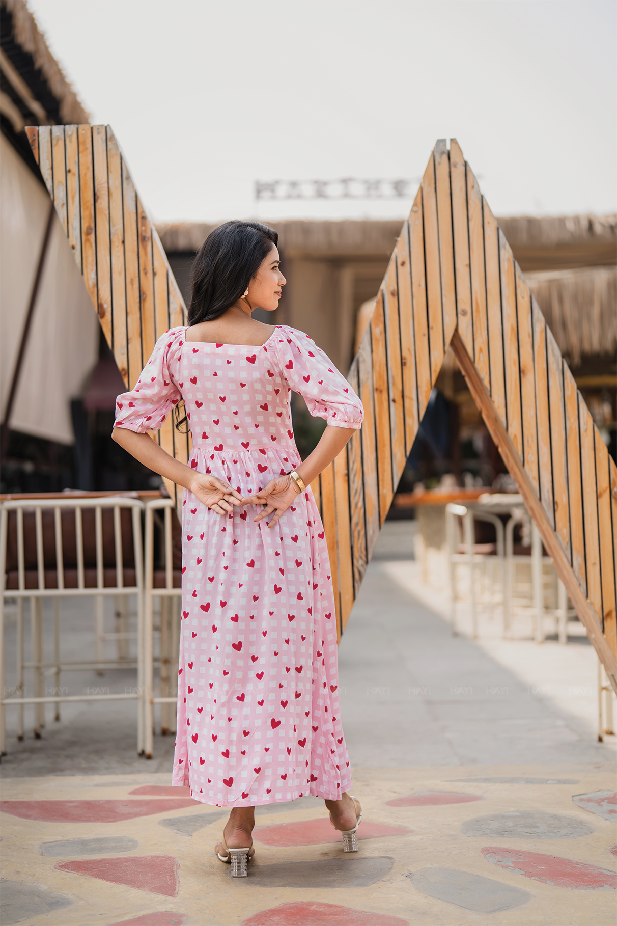 Heartnote Lay Off-White Viscose Dress with Square Neck