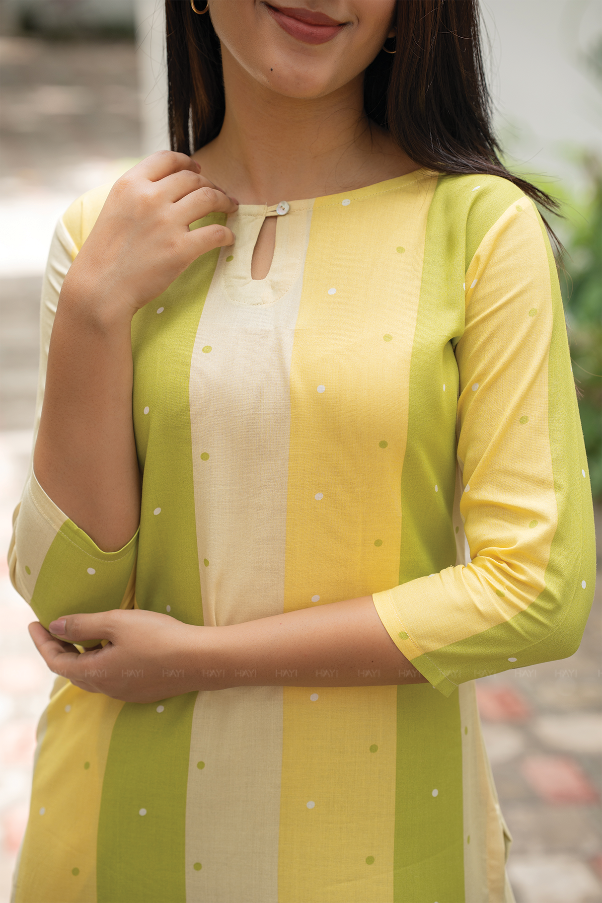 Lime Muse Green Printed Viscose Kurta