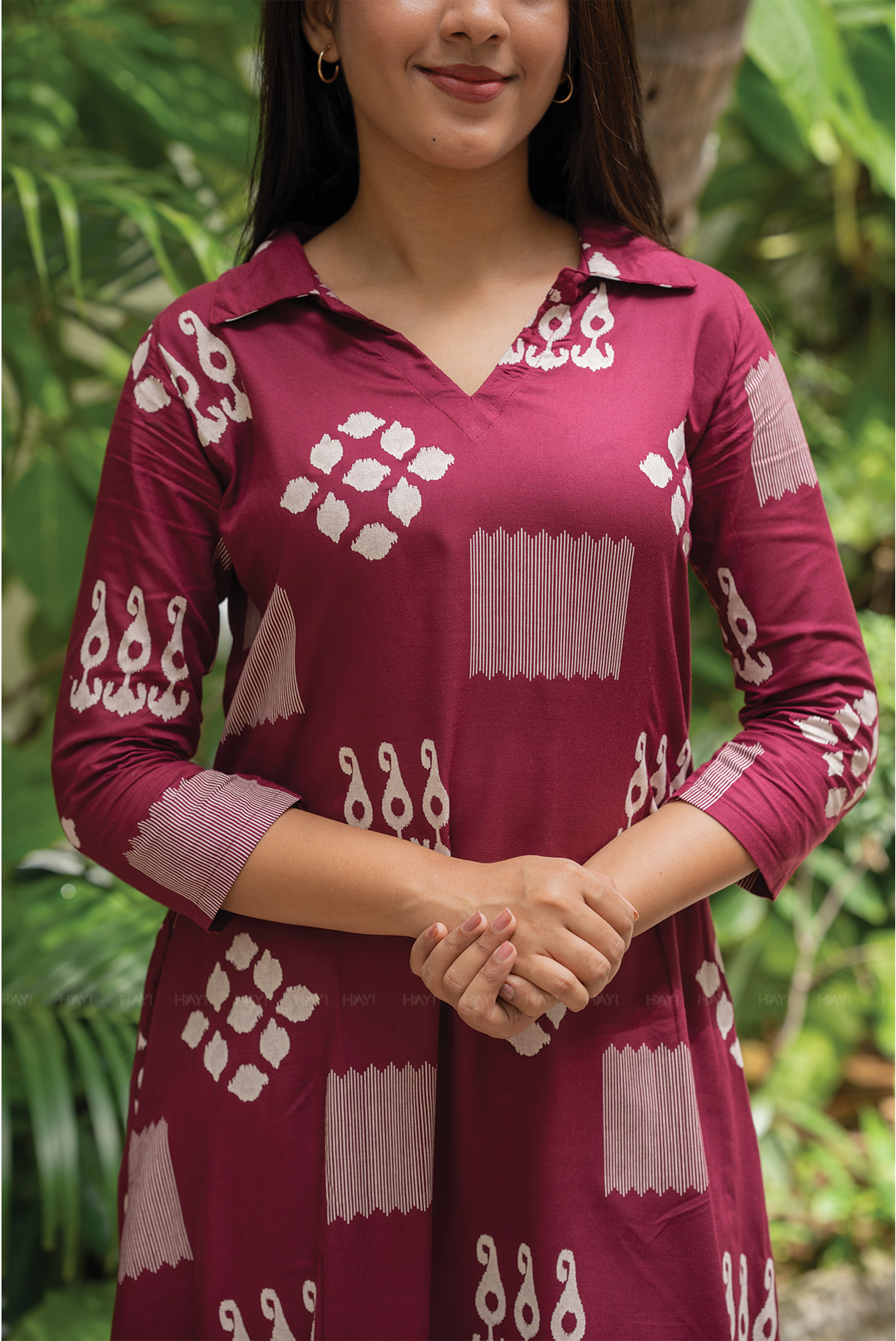 Ikat Roon Maroon Viscose Co-ord Ensemble