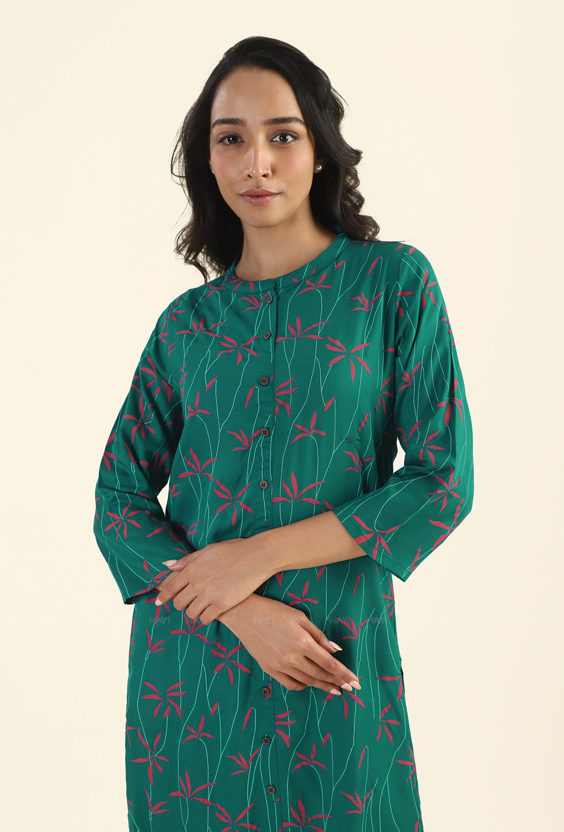 Rich Green Amethyst Sky Viscose Printed Kurta