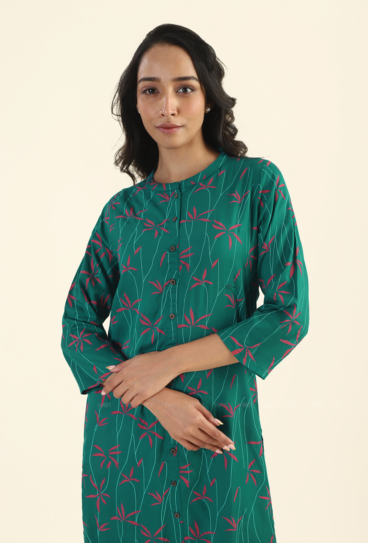 Rich Green Amethyst Sky Viscose Printed Kurta