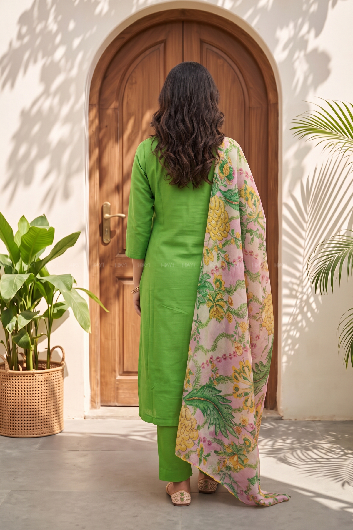 Floral Charmist Solid  2 Piece Raw silk blend Kurta with Printed  Dupatta