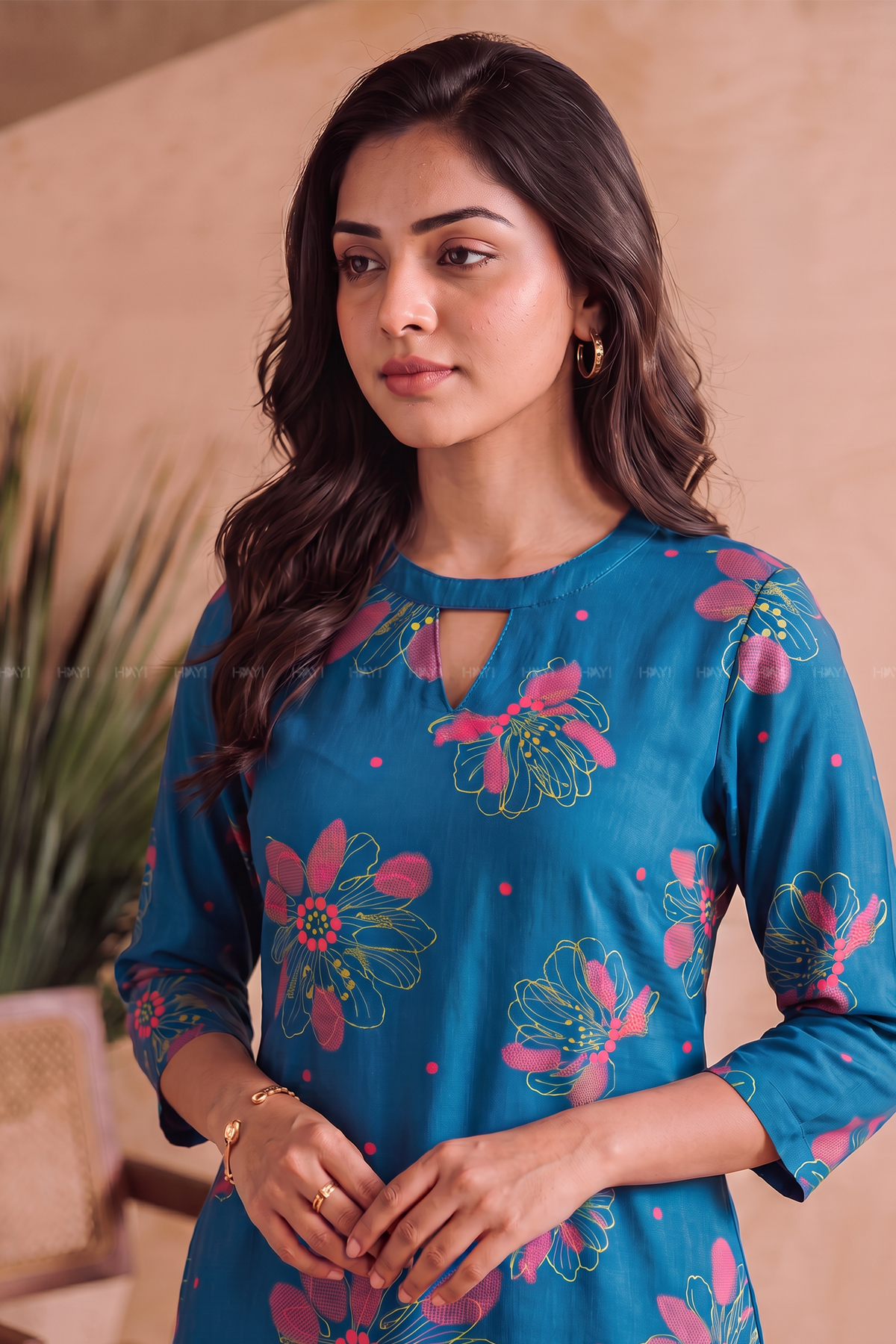 Dahlia Dream Teal Viscose Printed Kurta