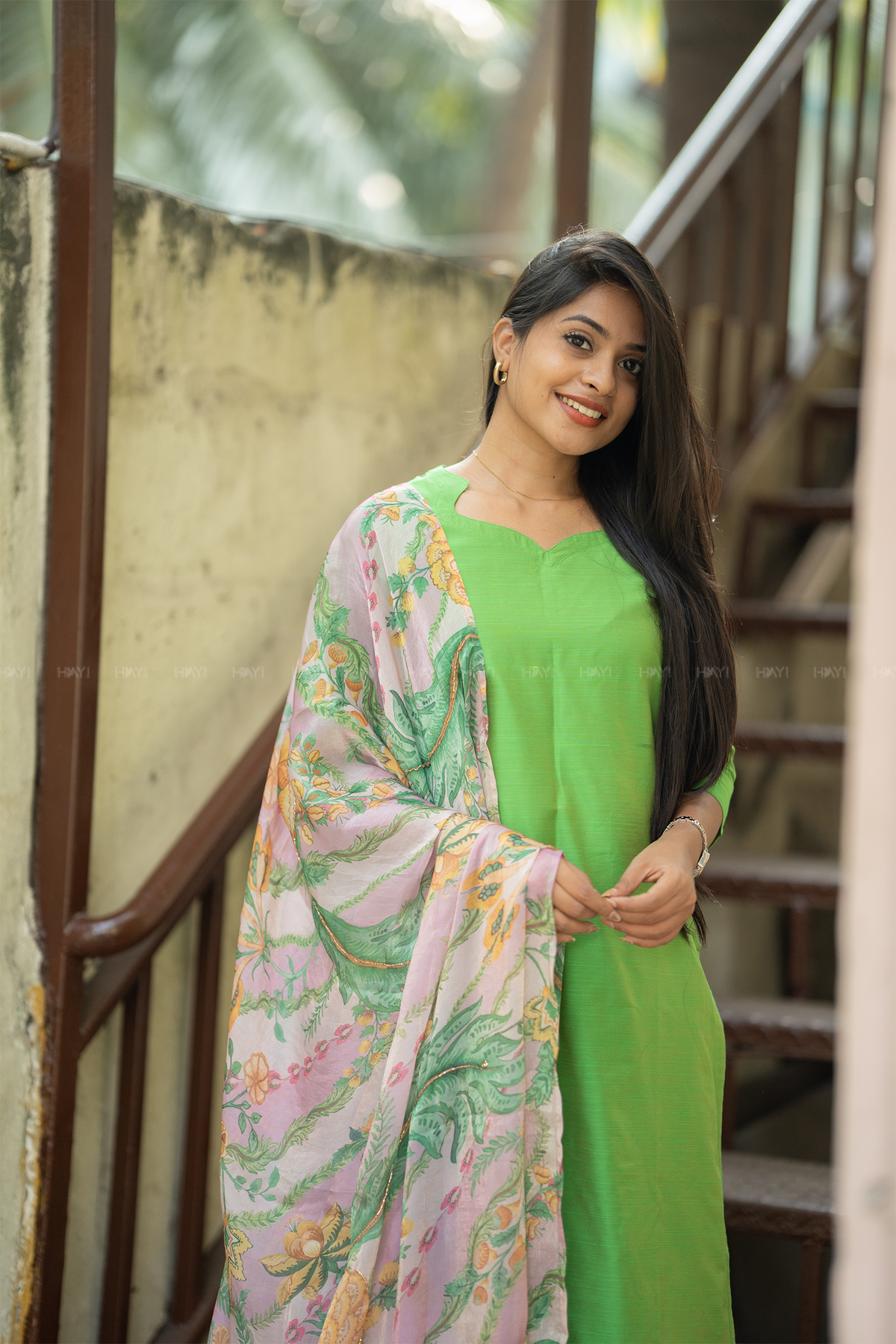 Floral Charmist Solid  2 Piece Raw silk blend Kurta with Printed  Dupatta