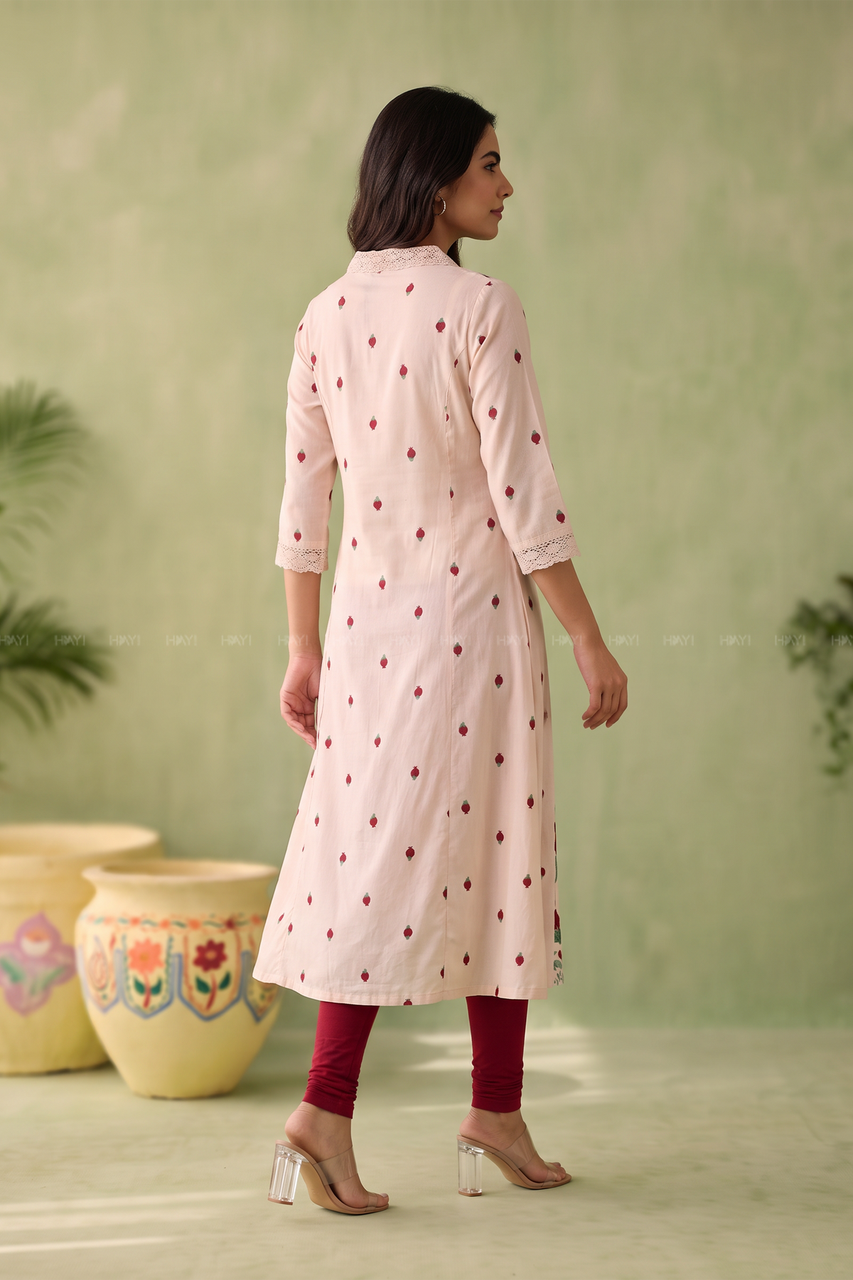 Floral Harmony Peach Viscose Printed A-Line Kurta