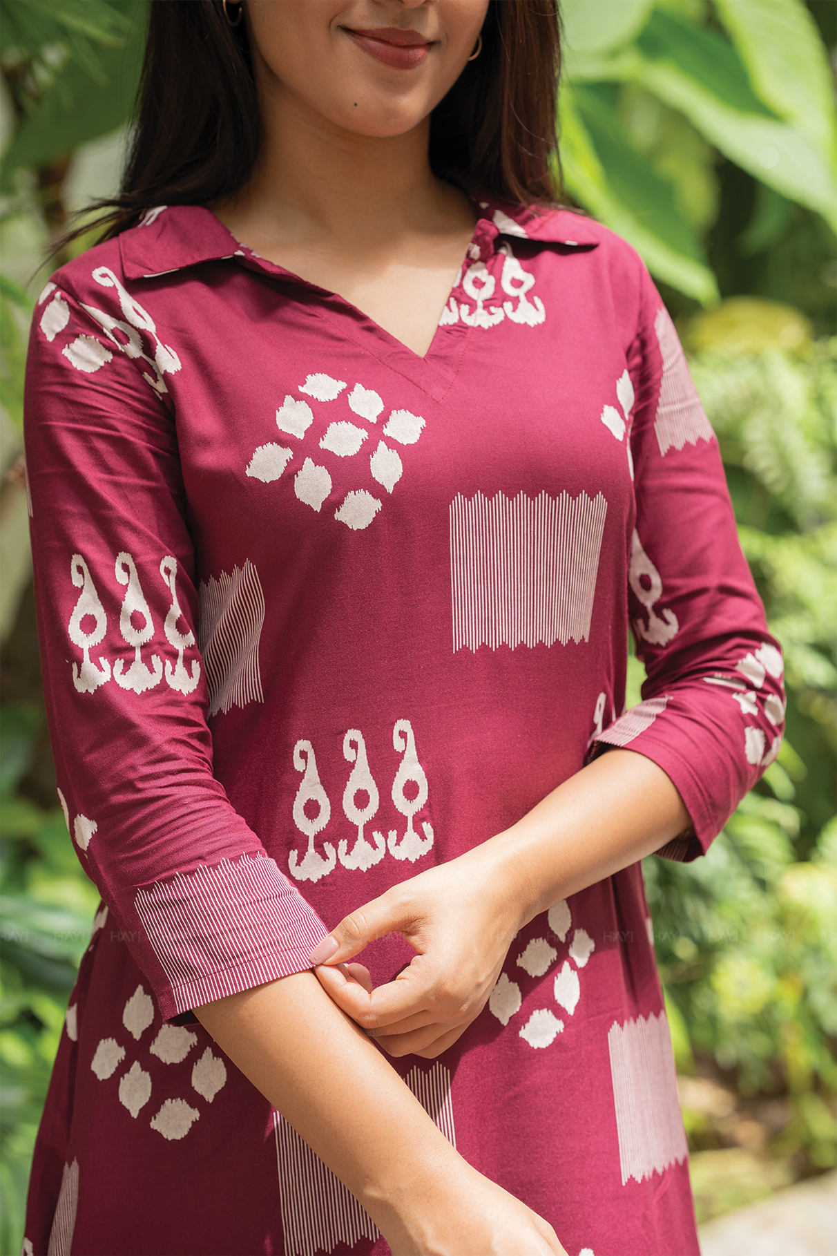 Ikat Roon Maroon Viscose Co-ord Ensemble