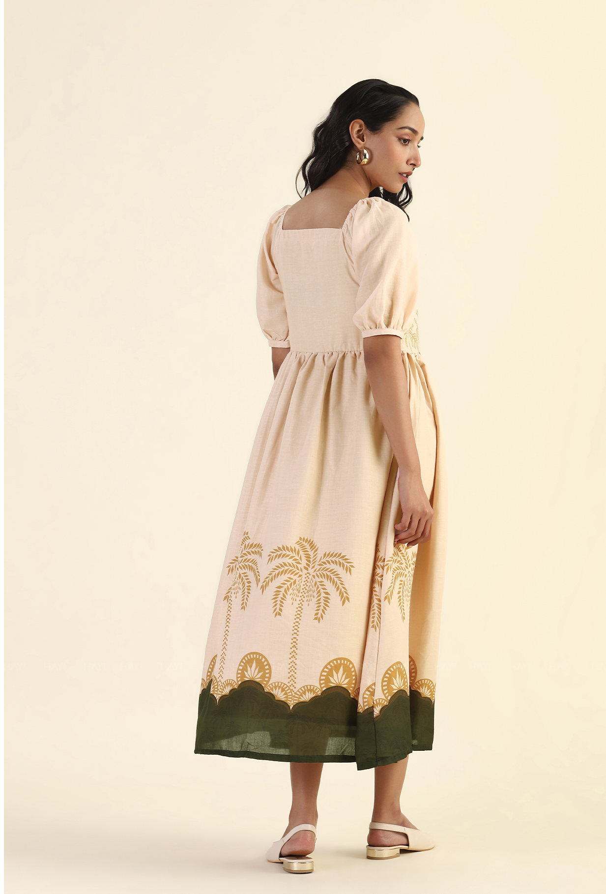 Mystic Woodland Beige Viscose Dress