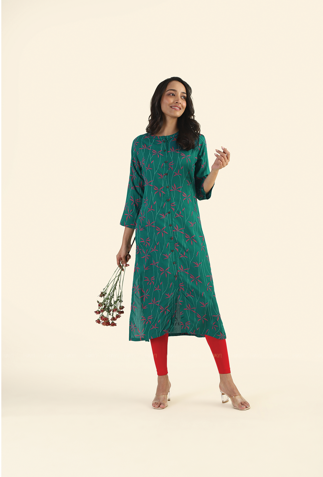Rich Green Amethyst Sky Viscose Printed Kurta