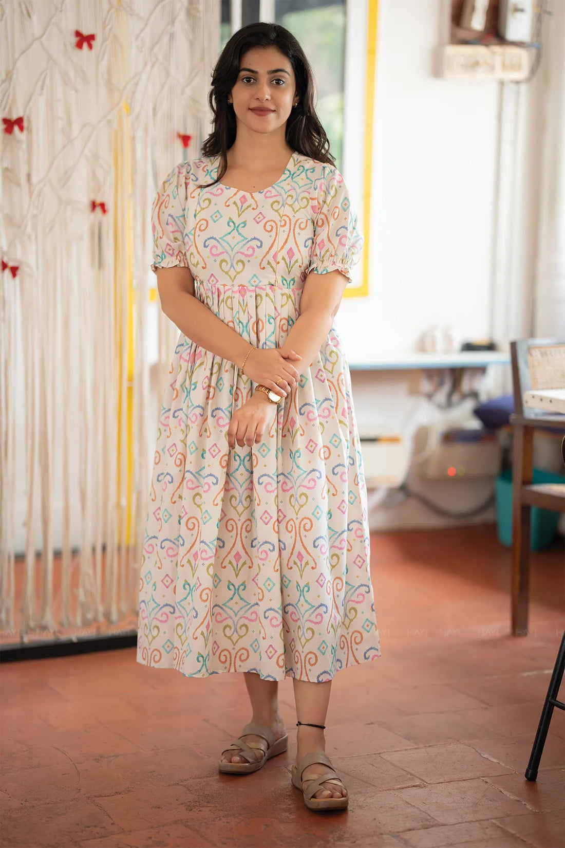 Fantasy Swirl Off White Printed Maternity and Feding Maxi Outfit