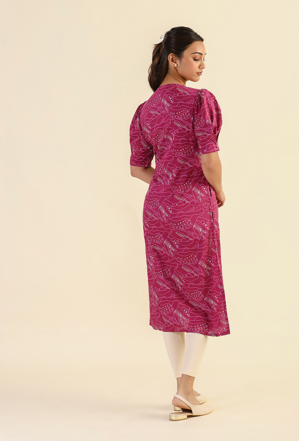 Maroon Dusky Abstract Printed Viscose Kurta
