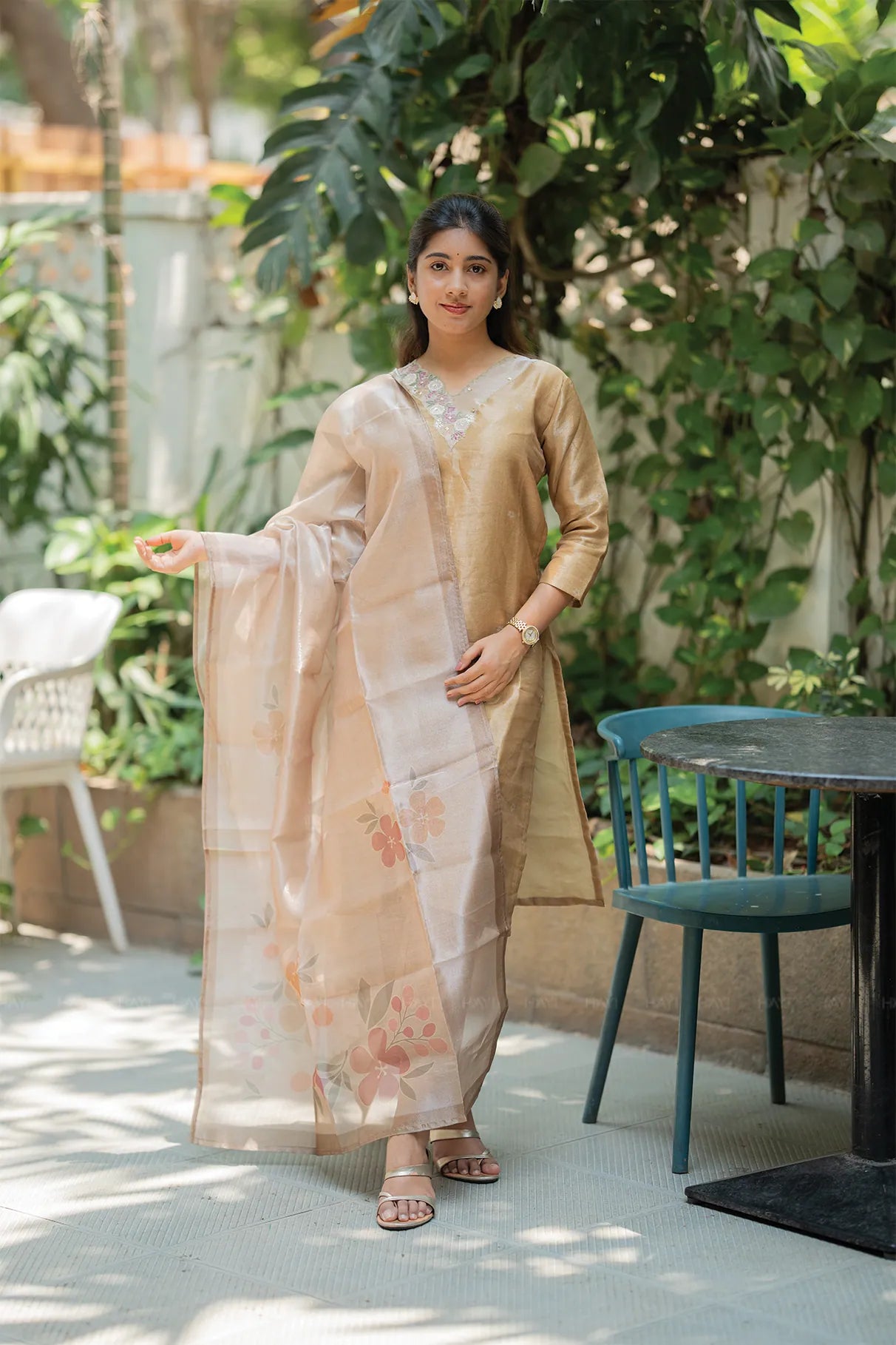 Rustic Yellow Organza Silk Kurta Set With Dupatta