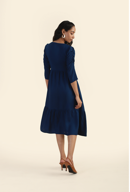 Charming Navy Whispering Toucan with Embroidery Dress