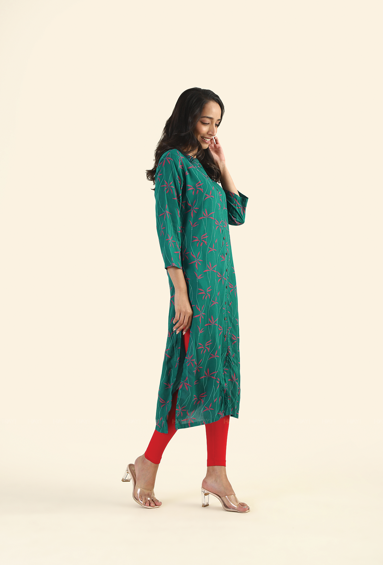 Rich Green Amethyst Sky Viscose Printed Kurta