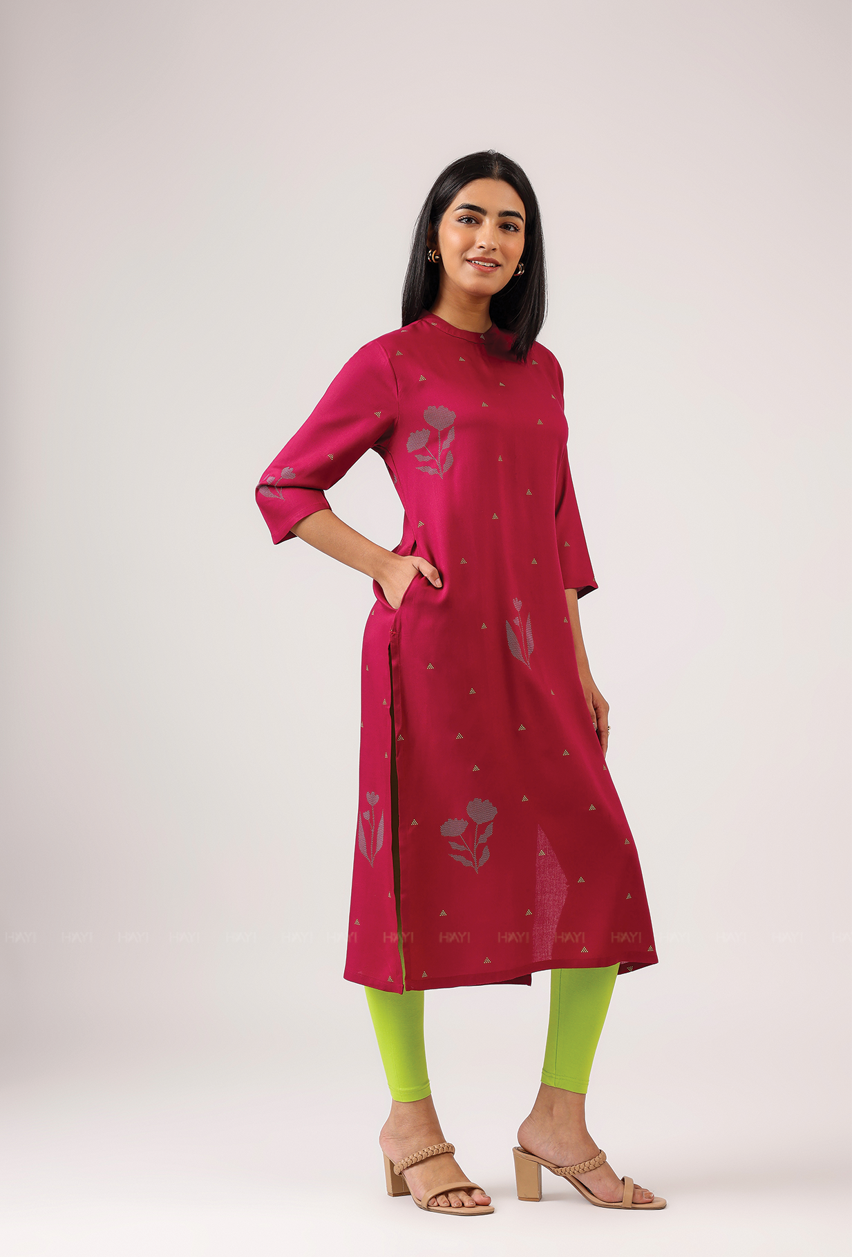 Garnet Maroon with Crimson Whisper printed Viscose Kurta