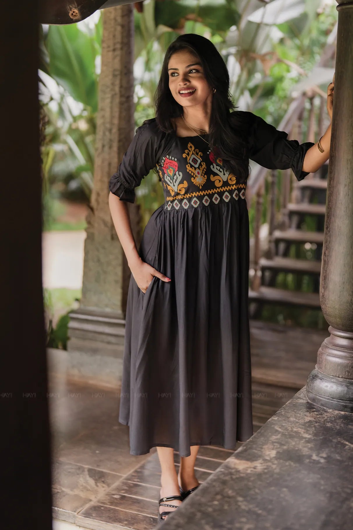 Boho Tangle Viscose Printed Elegant Maxi Dress