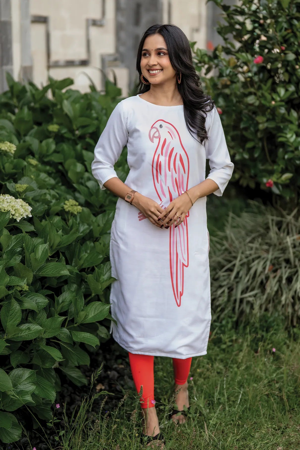 Feathered Charm White Placement Printed Kuta
