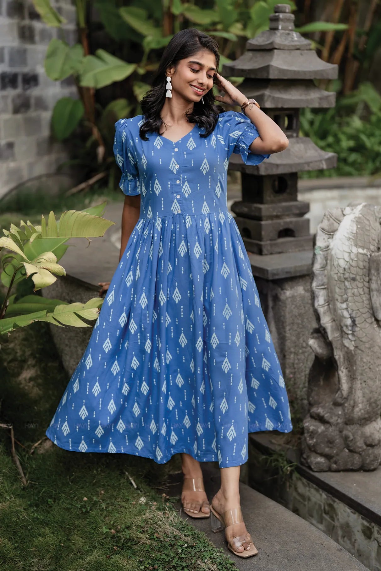 Icey Ikat Viscose Printed Twirl Dress