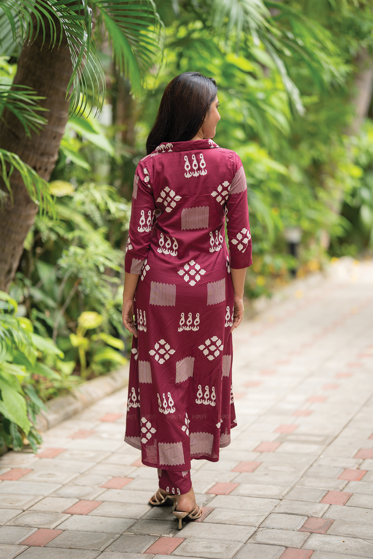 Ikat Roon Maroon Viscose Co-ord Ensemble