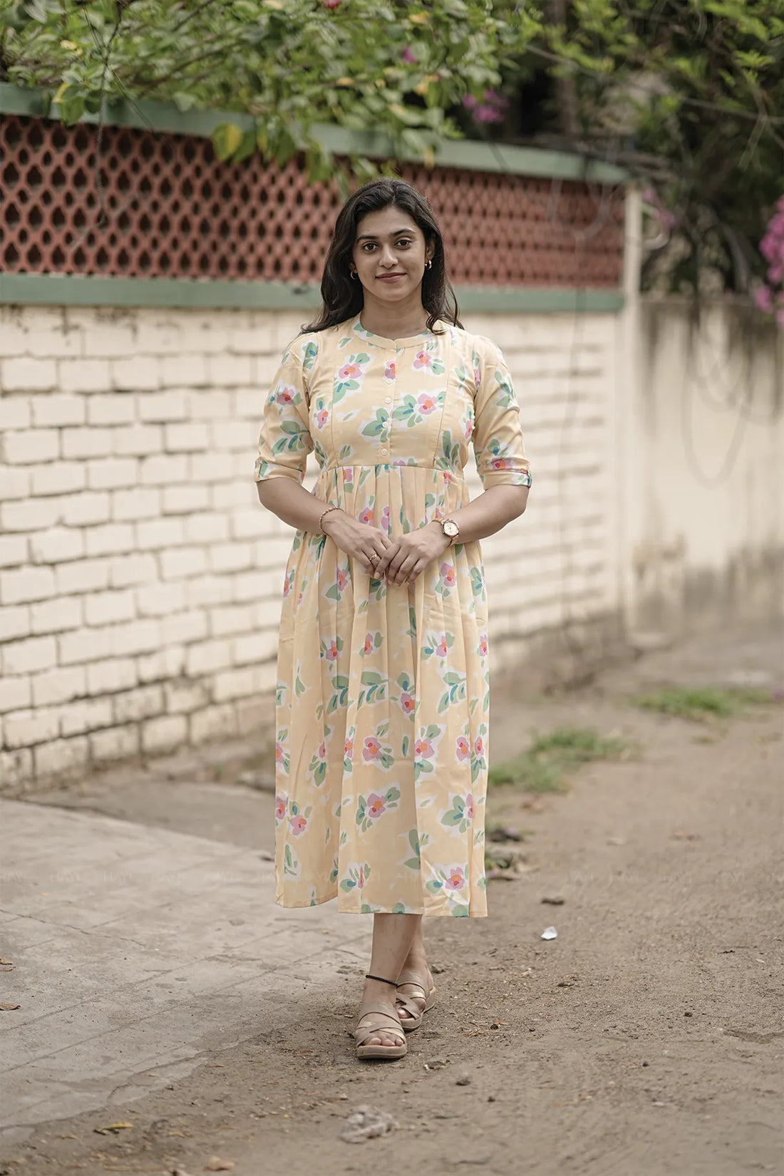 Sunlit Meadow Yellow Printed Maternity and Feeding Maxi Dress