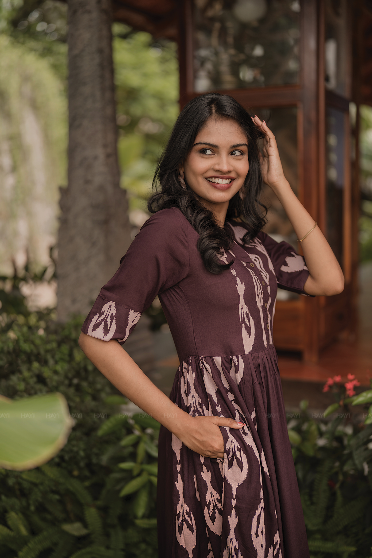 Mocha Muse Brown Viscose Umbrella Outfit