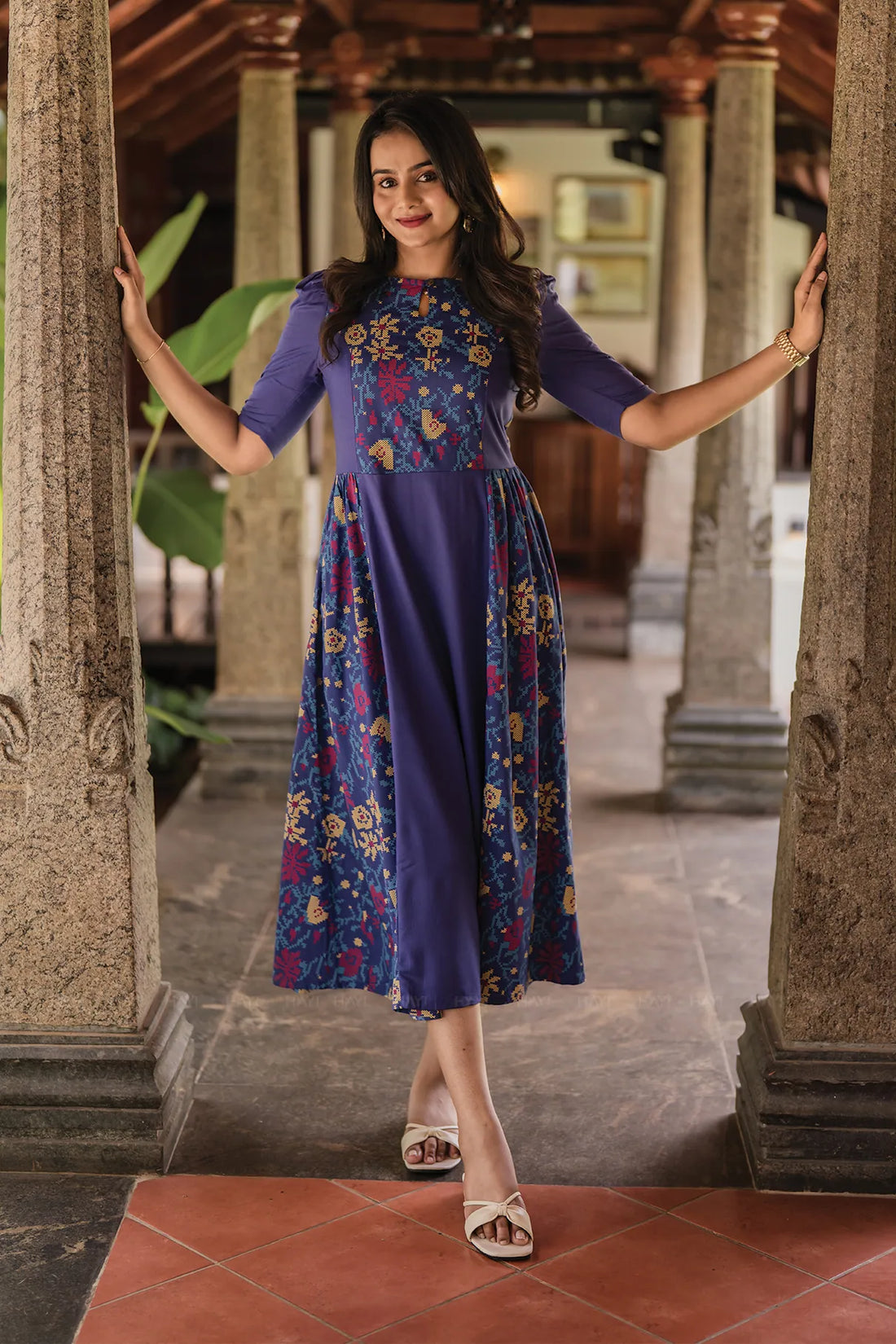 Celestial Crossloom Viscose Printed Flared Charm Outfit