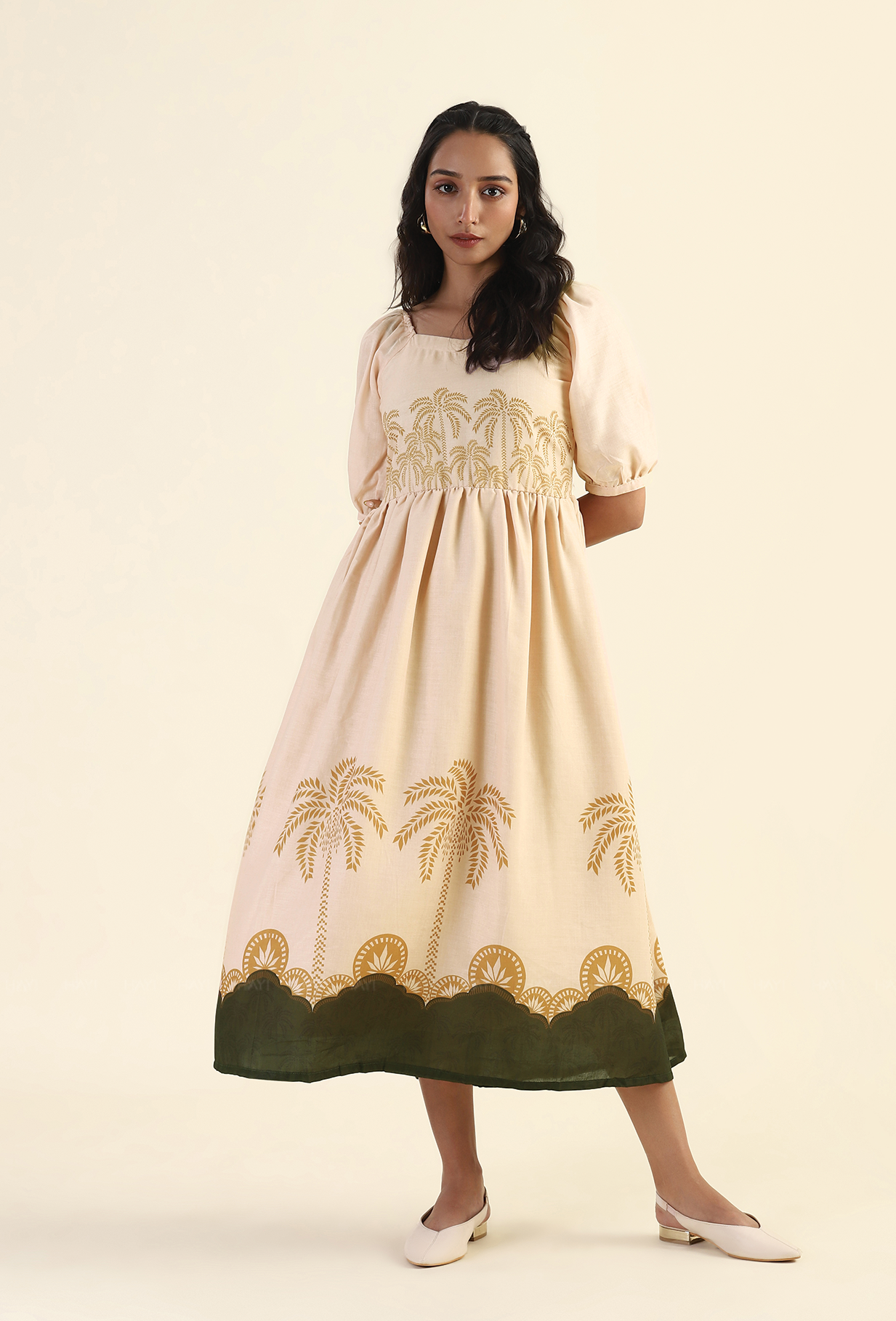 Mystic Woodland Beige Viscose Dress