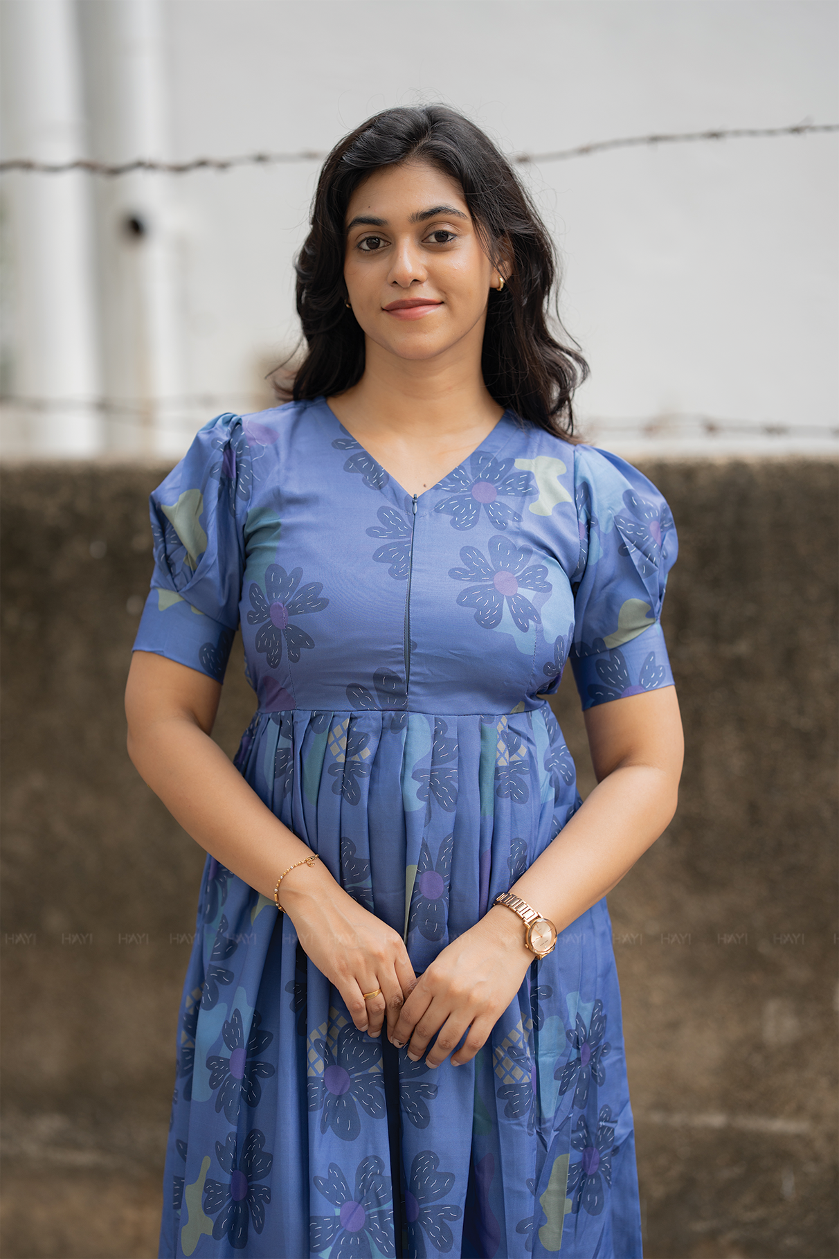 Skyshade Floral Blue printed Maternity and Feeding Maxi Outfit