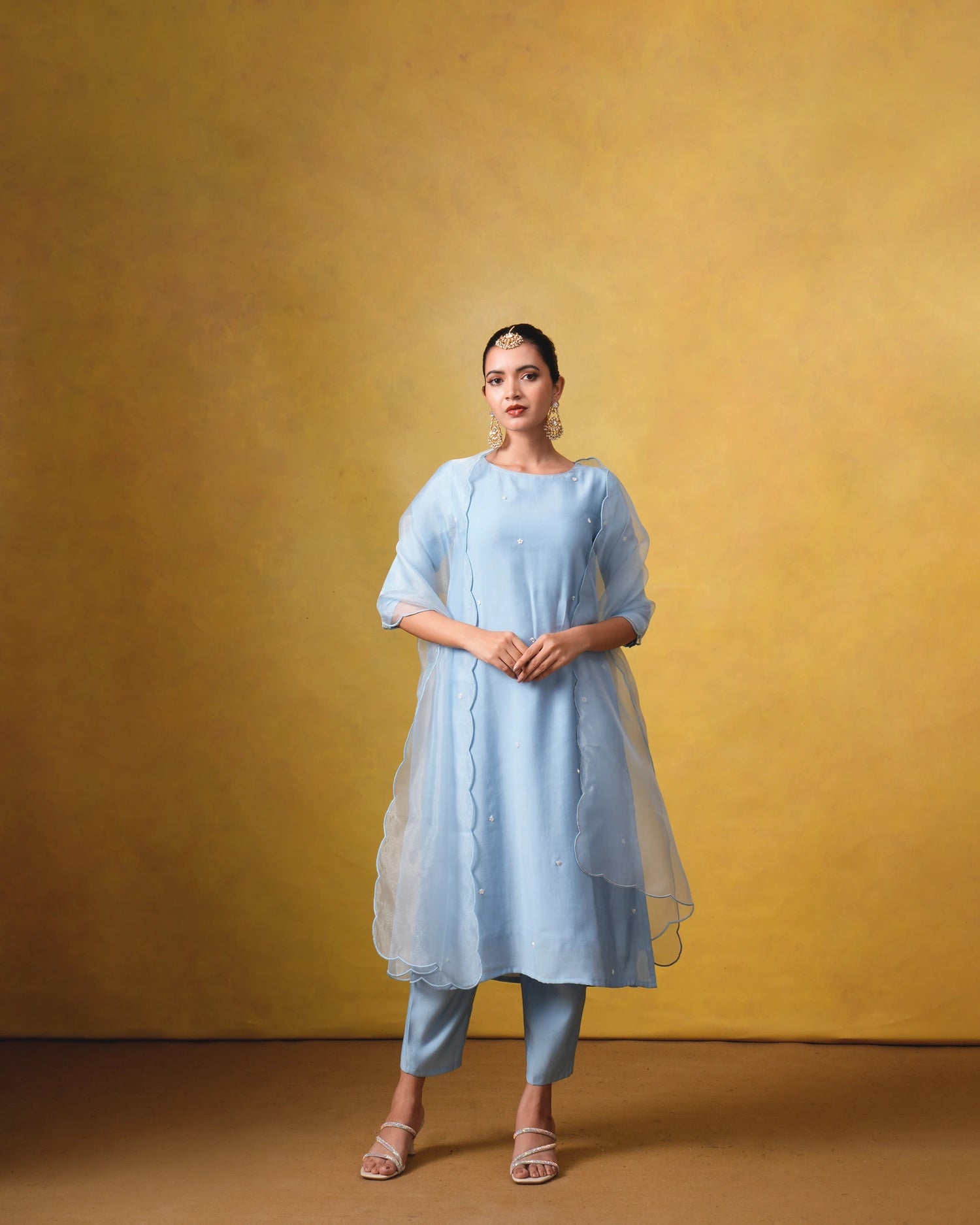 Aura Light Blue Suit Set with Hand Embroidery and Organza Dupatta HAY! Aura Light Blue Suit Set with Hand Embroidery and Organza Dupatta HAY!