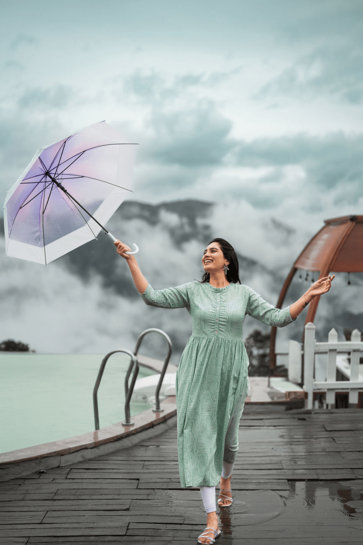 Delightful Arcs Pista Printed Maternity wear and feeding dress