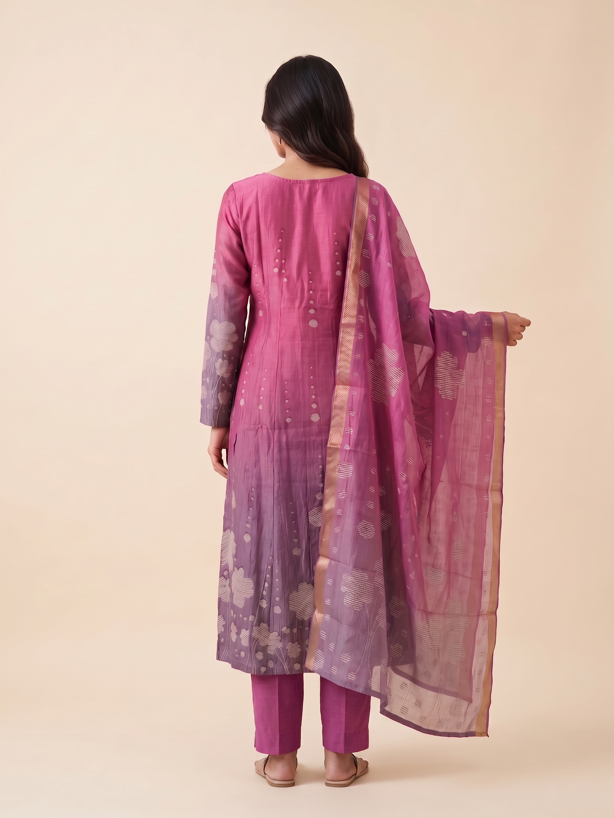 Rosy Muse Printed 2 Piece Bombay Silk Blend Kurta with Dupatta