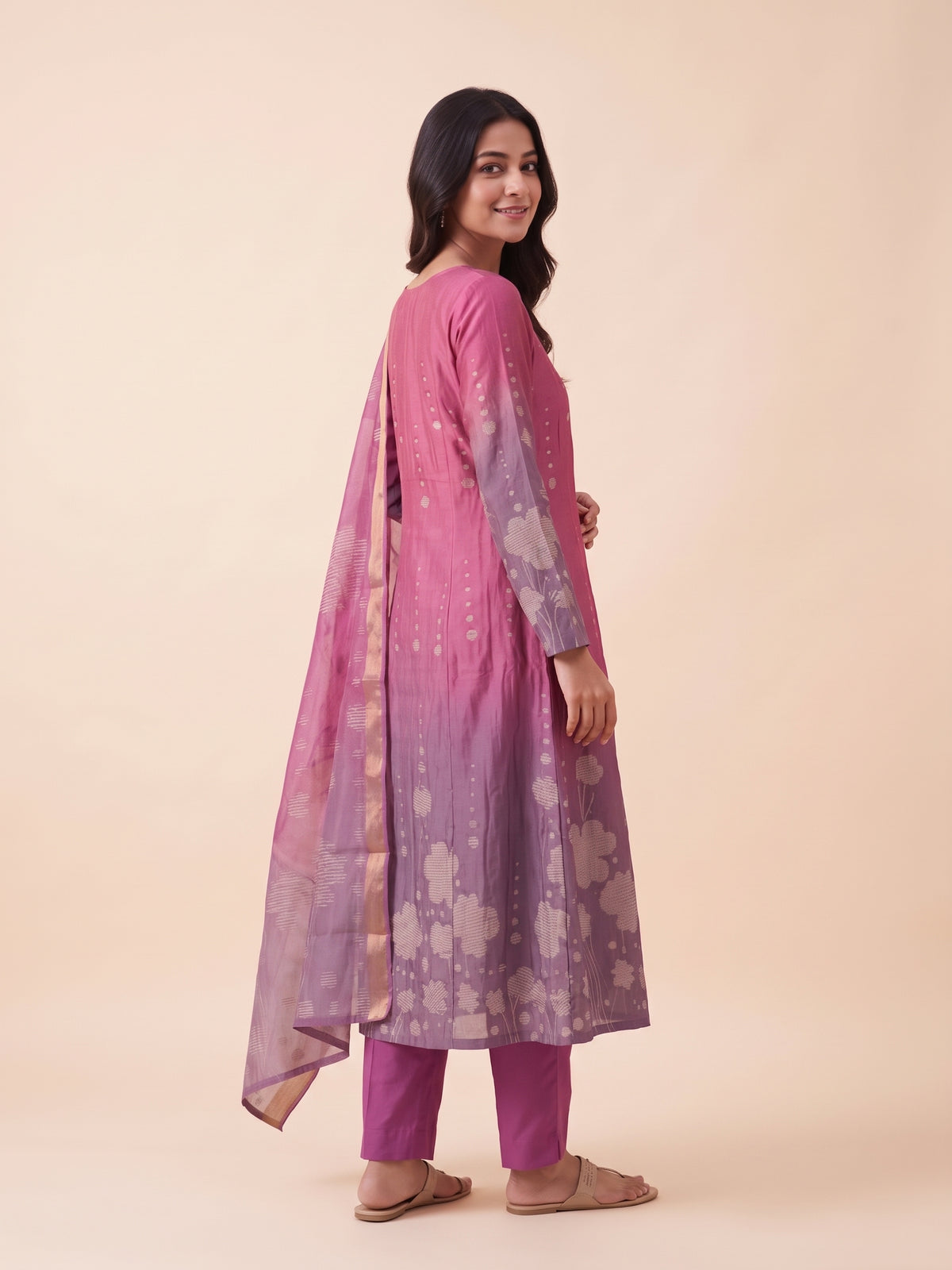 Rosy Muse Printed 2 Piece Bombay Silk Blend Kurta with Dupatta