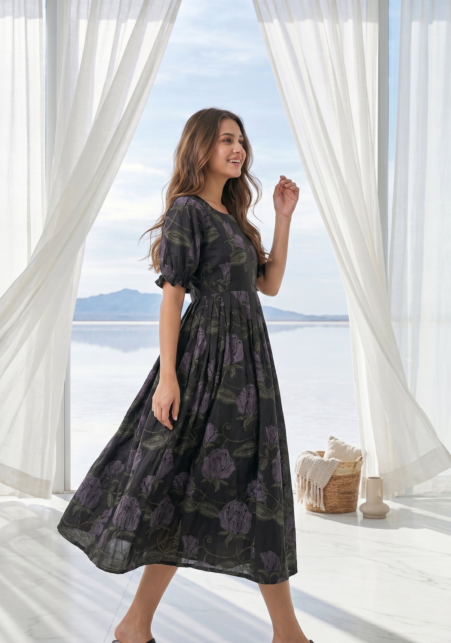 Deep Muse Black Floral Printed Maternity and Feeding Wear – HAY!