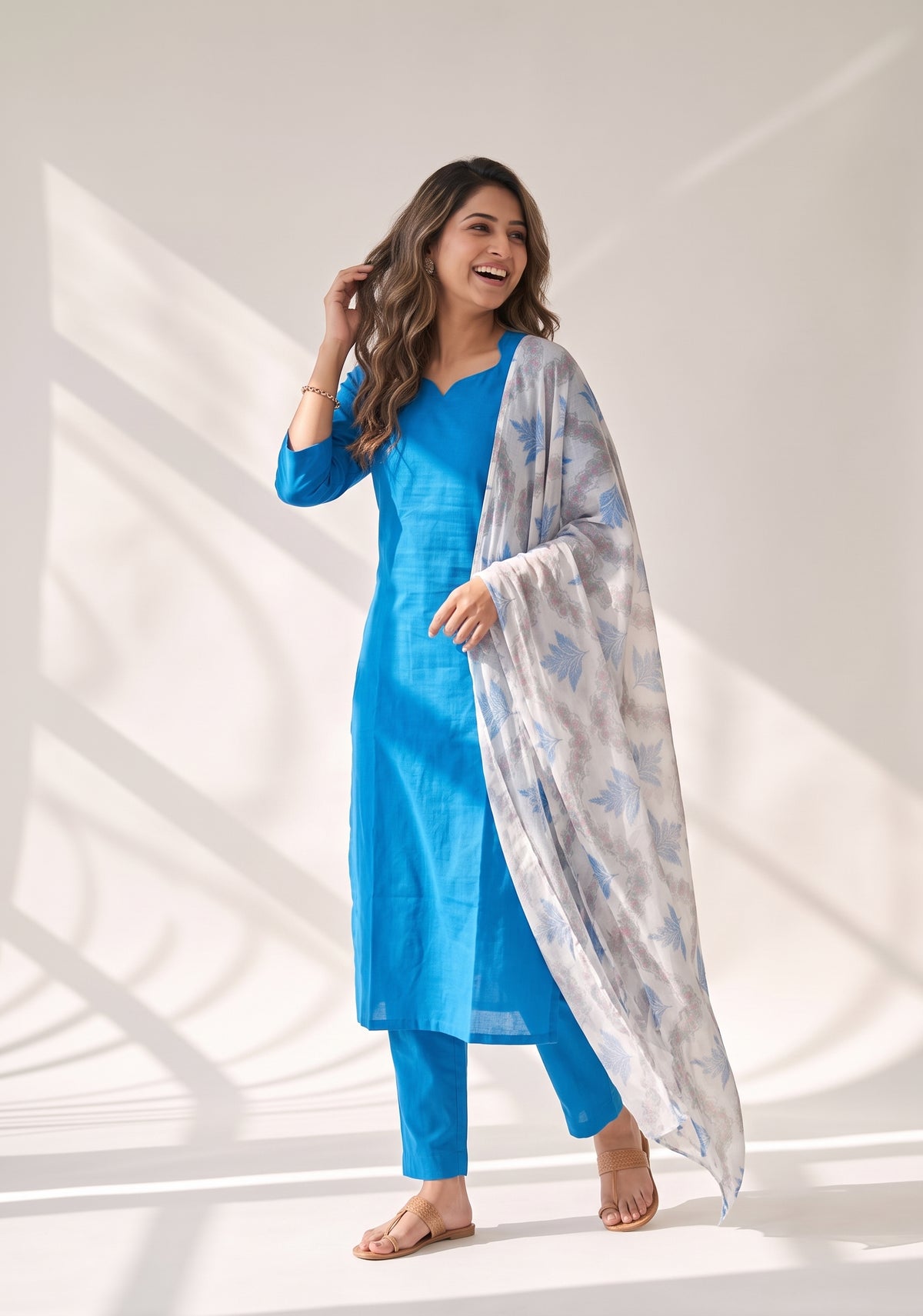 Neeisha Solid 2 Piece Raw Silk Blend Kurta with Dupatta