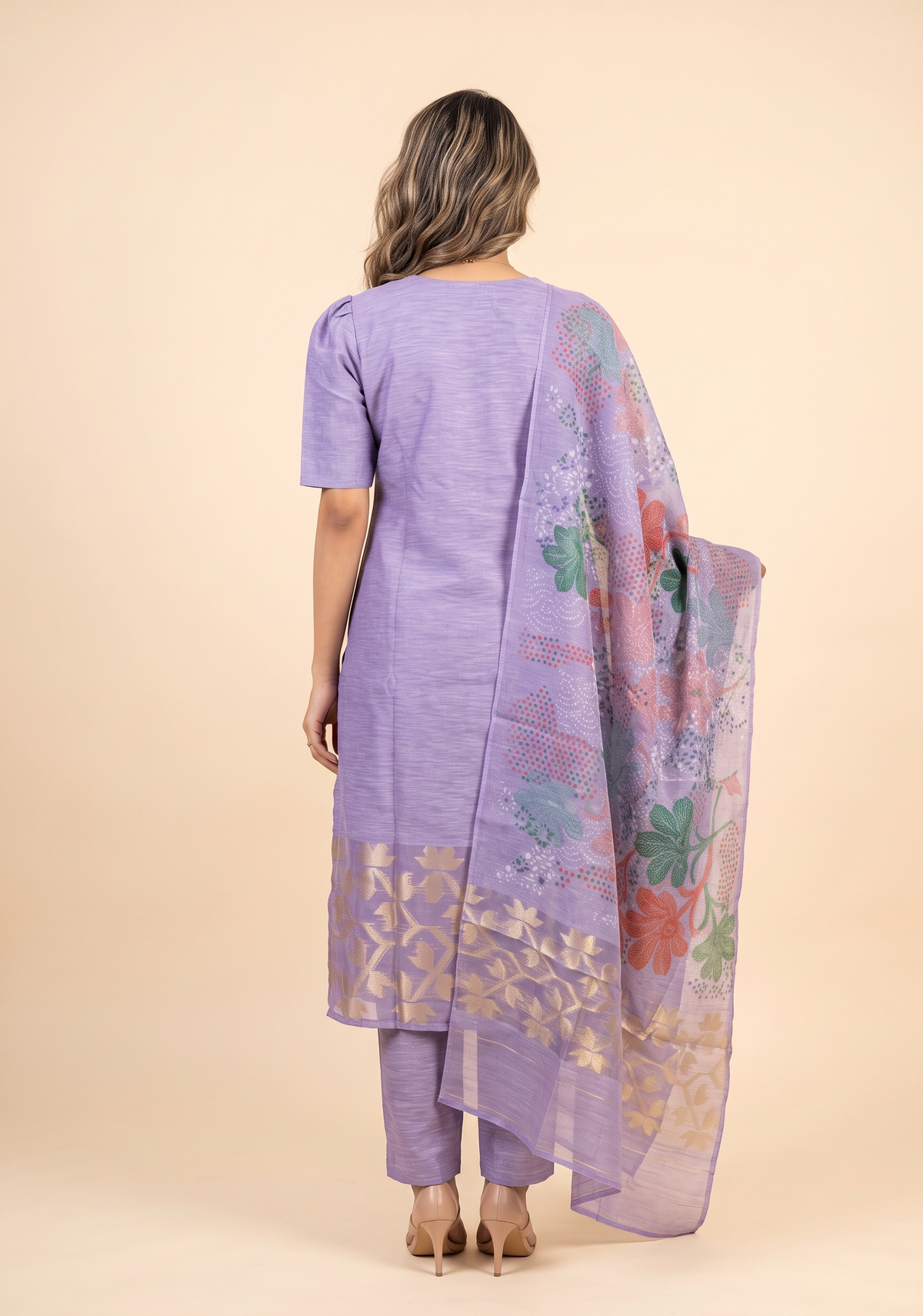 Lira Printed 3 Piece Organza Slub Kurta Set with Dupatta