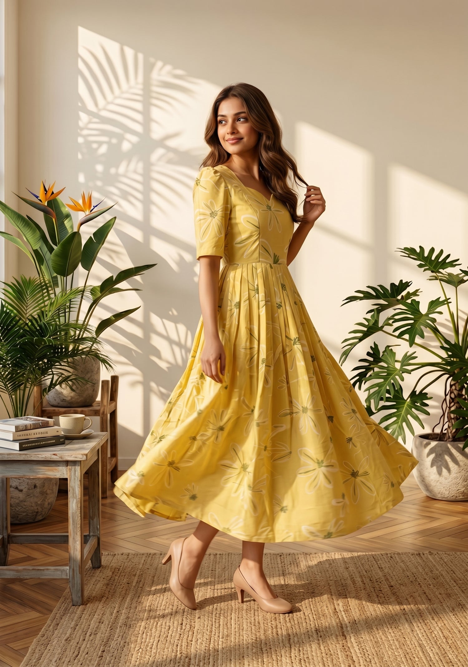 Whispering Mellow Yellow Printed Maternity and Feeding Maxi Outfit